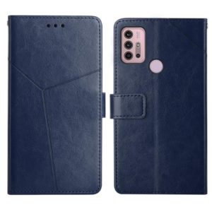 For Motorola Moto G10 / G20 / G30 Y Stitching Horizontal Flip Leather Phone Case with Holder & Card Slots & Wallet & Photo Frame(Blue) (OEM)