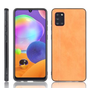 For Galaxy A31 Shockproof Sewing Cow Pattern Skin PC + PU + TPU Case(Orange) (OEM)