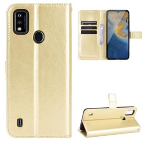 For ZTE Blade A51 Crazy Horse Texture Horizontal Flip Leather Case with Holder & Card Slots & Lanyard(Gold) (OEM)