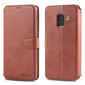 For Galaxy A6 2018 AZNS Calf Texture Magnetic Horizontal Flip PU Leather Case with Holder & Card Slots & Photo Frame(Brown) (AZNS) (OEM)