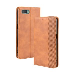 For Oppo Reno A Magnetic Buckle Retro Crazy Horse Texture Horizontal Flip Leather Case with Holder & Card Slots & Photo Frame(Brown) (OEM)