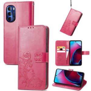 For Motorola Moto G Stylus 5G 2022 Four-leaf Clasp Embossed Buckle Leather Phone Case(Rose Red) (OEM)