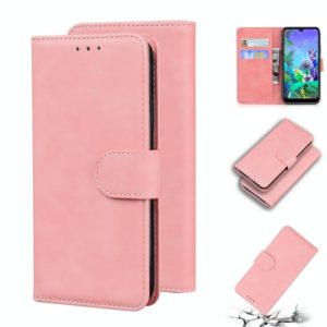 For LG K50 / Q60 Skin Feel Pure Color Flip Leather Phone Case(Pink) (OEM)