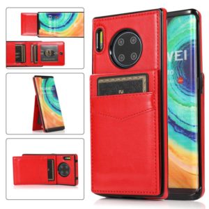 For Huawei Mate 30 Pro Solid Color PC + TPU Protective Case with Holder & Card Slots(Red) (OEM)
