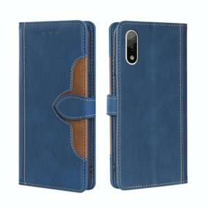 For Sony Xperia Ace II Skin Feel Straw Hat Magnetic Buckle Leather Phone Case(Blue) (OEM)