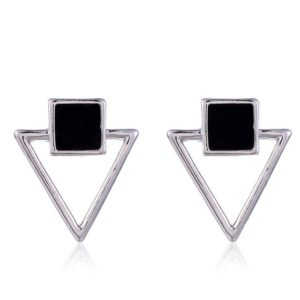 Drop Earrings Women Jewelry Square Hollow Triangle Earring(Silver Color) (OEM)