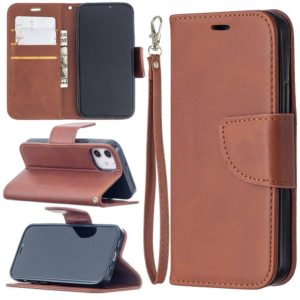 For iPhone 12 mini Retro Lambskin Texture Pure Color Horizontal Flip PU Leather Case, with Holder & Card Slots & Wallet & Lanyard(Brown) (OEM)