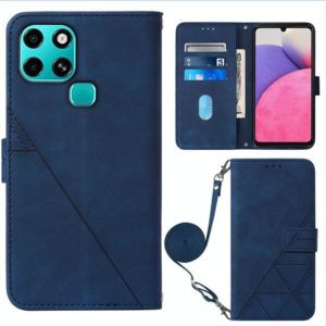 For Infinix Smart 6 Crossbody 3D Embossed Flip Leather Phone Case(Blue) (OEM)