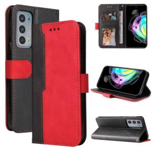 For Motorola Edge 20 Stitching-Color Horizontal Flip Leather Phone Case with Holder & Card Slots & Photo Frame(Red) (OEM)