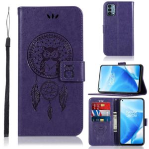 For OnePlus Nord N200 5G Wind Chime Owl Embossing Pattern Horizontal Flip Leather Case with Holder & Card Slots & Wallet(Purple) (OEM)