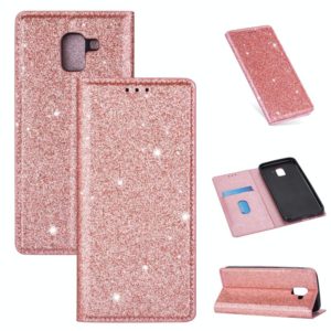 For Samsung Galaxy J6 (2018) Ultrathin Glitter Magnetic Horizontal Flip Leather Case with Holder & Card Slots(Rose Gold) (OEM)