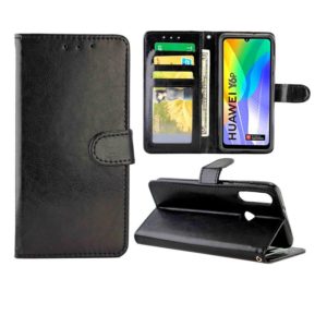 For Huawei Y6p(2020) Crazy Horse Texture Leather Horizontal Flip Protective Case with Holder & Card Slots & Wallet & Photo Frame(Black) (OEM)
