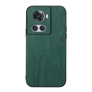 For OnePlus 10R / Ace Wood Texture PU Phone Case(Green) (OEM)