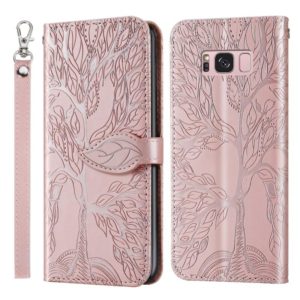 For Samsung Galaxy S8+ Life of Tree Embossing Pattern Horizontal Flip Leather Case with Holder & Card Slot & Wallet & Photo Frame & Lanyard(Rose Gold) (OEM)