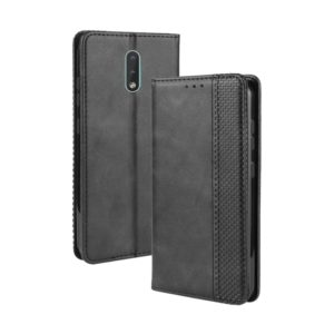 For Nokia 2.3 Magnetic Buckle Retro Crazy Horse Texture Horizontal Flip Leather Case with Holder & Card Slots & Photo Frame(Black) (OEM)