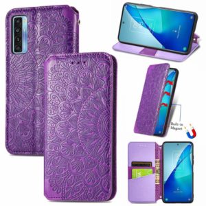 For TCL 20S Blooming Mandala Embossed Pattern Magnetic Horizontal Flip Leather Case with Holder & Card Slots & Wallet(Purple) (OEM)