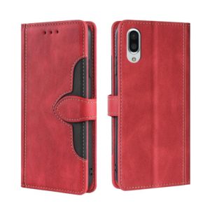 For Sharp Aquos Sense 3 Plus Skin Feel Straw Hat Magnetic Buckle Leather Phone Case(Red) (OEM)