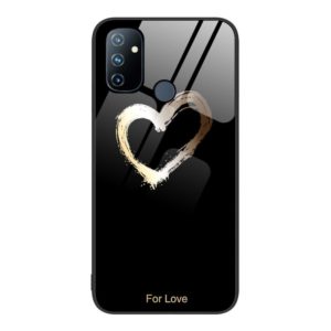 For OnePlus Nord N100 Colorful Painted Glass Phone Case(Black Love) (OEM)
