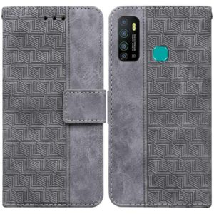 For Infinix Hot 9 X655C / Note 7 Lite Geometric Embossed Leather Phone Case(Grey) (OEM)