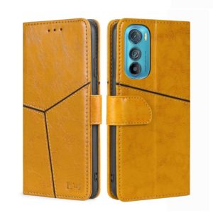 For Motorola Edge 30 Geometric Stitching Horizontal Flip Leather Phone Case(Yellow) (OEM)