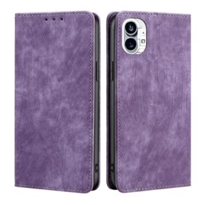 For Nothing Phone 1 RFID Anti-theft Brush Magnetic Leather Phone Case(Purple) (OEM)