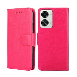 For OnePlus Nord 2T Crystal Texture Leather Phone Case(Rose Red) (OEM)