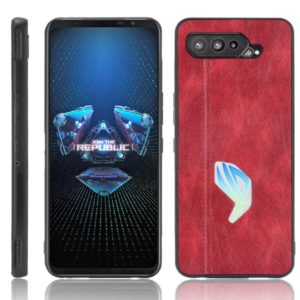 For Asus ROG Phone 5 Shockproof Sewing Cow Pattern Skin PC + PU + TPU Case(Red) (OEM)