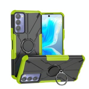 For Tecno Camon 18 Armor Bear Shockproof PC + TPU Phone Case with Ring Holder(Green) (OEM)