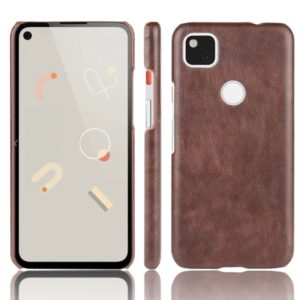 For Google Pixel 4a Shockproof Litchi Texture PC + PU Case(Brown) (OEM)