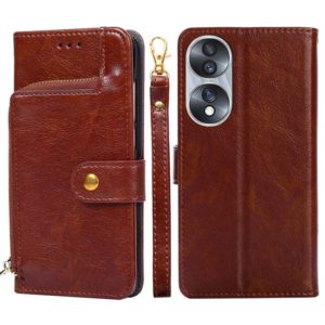 For Honor 70 Zipper Bag PU + TPU Horizontal Flip Leather Phone Case(Brown) (OEM)