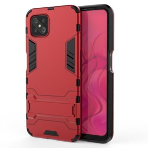 For OPPO A92s PC + TPU Shockproof Protective Case with Invisible Holder(Red) (OEM)