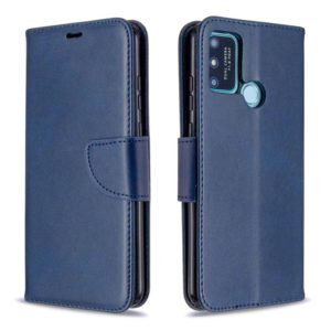 For Huawei Honor 9A Retro Lambskin Texture Pure Color Horizontal Flip PU Leather Case with Holder & Card Slots & Wallet & Lanyard(Blue) (OEM)