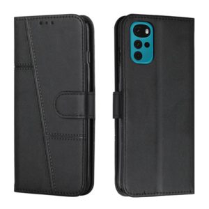 For Motorola Moto G22 Stitching Calf Texture Buckle Leather Phone Case(Black) (OEM)