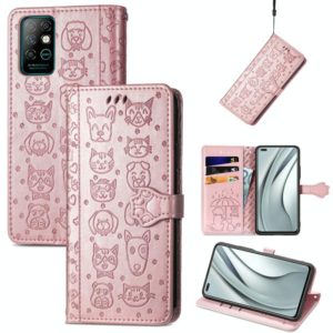 For Infinix Note 8 Lovely Cat and Dog Embossing Pattern Horizontal Flip Leather Case , with Holder & Card Slots & Wallet & Cartoon Clasp & Lanyard(Rose Gold) (OEM)