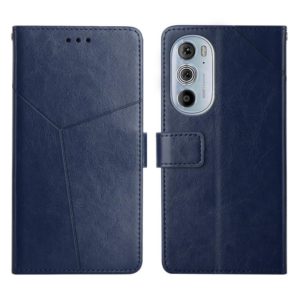 For Motorola Edge 30 Pro Y Stitching Horizontal Flip Leather Phone Case(Blue) (OEM)