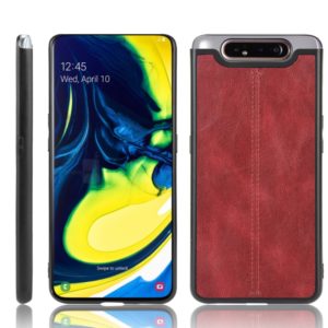 For Galaxy A80/A90 Shockproof Sewing Cow Pattern Skin PC + PU + TPU Case(Red) (OEM)