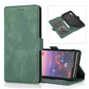 For Huawei P20 Pro Retro Magnetic Closing Clasp Horizontal Flip Leather Case with Holder & Card Slots & Photo Frame & Wallet(Green) (OEM)