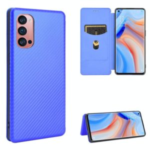 For OPPO Reno4 Pro 5G Carbon Fiber Texture Horizontal Flip TPU + PC + PU Leather Case with Card Slot(Blue) (OEM)