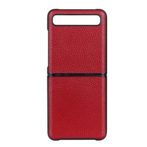 For Galaxy Z Flip Litchi Texture Leather Folding Protective Case(Red) (OEM)