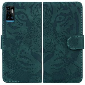 For ZTE Blade A72 / V40 Vita Tiger Embossing Pattern Horizontal Flip Leather Phone Case(Green) (OEM)