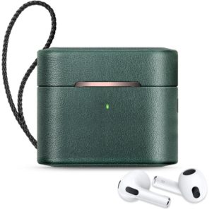 Wireless Earphone Protective Shell Leather Case Split Storage Box For Airpods 3( Green) (OEM)