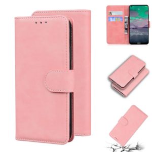 For Nokia 3.4 Skin Feel Pure Color Flip Leather Phone Case(Pink) (OEM)