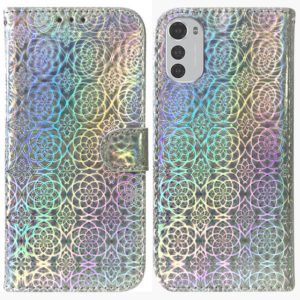 For Motorola Moto E32 Colorful Magnetic Buckle Leather Phone Case(Silver) (OEM)