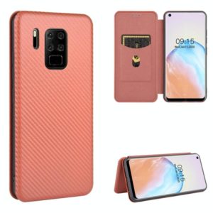 For Oukitel C18 Pro Carbon Fiber Texture Horizontal Flip TPU + PC + PU Leather Case with Card Slot(Brown) (OEM)