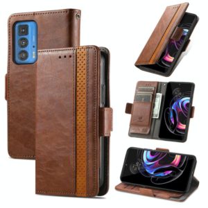 For Motorola Edge 20 Pro CaseNeo Business Splicing Dual Magnetic Buckle Horizontal Flip PU Leather Case with Holder & Card Slots & Wallet(Brown) (OEM)