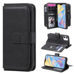 For iPhone 12 mini Multifunctional Magnetic Copper Buckle Horizontal Flip Solid Color Leather Case with 10 Card Slots & Wallet & Holder & Photo Frame(Black) (OEM)