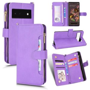 For Google Pixel 6 Litchi Texture Zipper Leather Phone Case(Purple) (OEM)