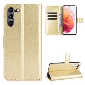 For Samsung Galaxy S21 FE Crazy Horse Texture Horizontal Flip Leather Case with Holder & Card Slots & Lanyard(Gold) (OEM)
