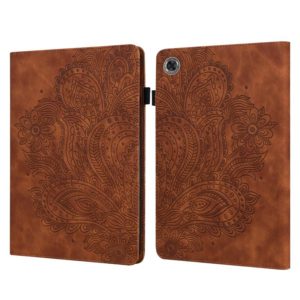 For Lenovo Tab M8 (FHD) TB-8705F Peacock Embossed Pattern TPU + PU Horizontal Flip Leather Case with Holder & Card Slots & Wallet & Sleep / Wake-up Function(Brown) (OEM)