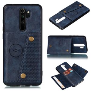 For Xiaomi Redmi 9 Double Buckle PU + TPU Shockproof Magnetic Protective Case with Card Slot & Holder(Blue) (OEM)